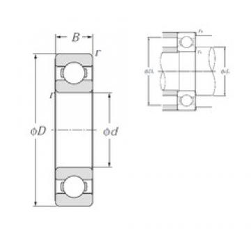 340 mm x 460 mm x 56 mm  NTN 6968 الكرات الأخدود العميق