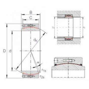 900 mm x 1180 mm x 375 mm  INA GE 900 DW محامل عادي