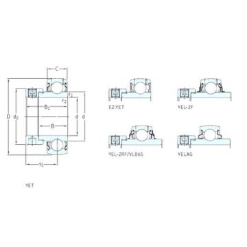 55 mm x 100 mm x 32,6 mm  SKF YET211 الكرات الأخدود العميق