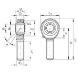 6 mm x 16 mm x 9 mm  INA GAKR 6 PB محامل عادي